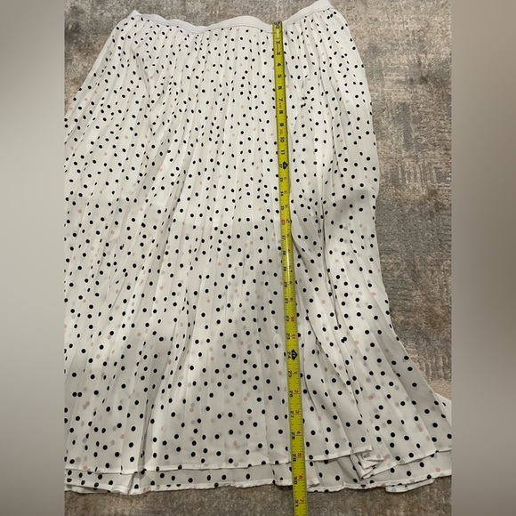 Halogen White Pleated Polka Dot Midi Skirt Size 1X Stretch EUC Twee Feminine - Picture 9 of 9